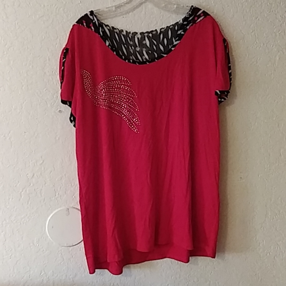 Red peacock blouse